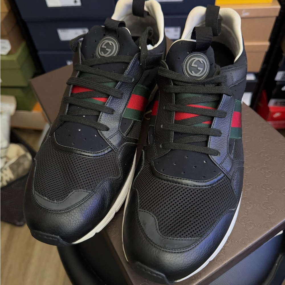 Gucci Leather Stripe Sneakers